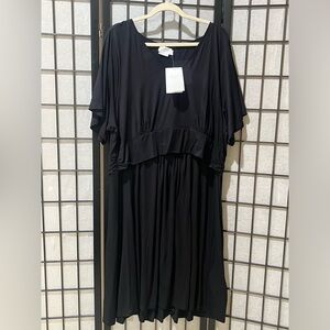 SERAPHINE Black A LINE JERSEY NURSING MIDI DRESS V-Neck WOMEN SIZE 20